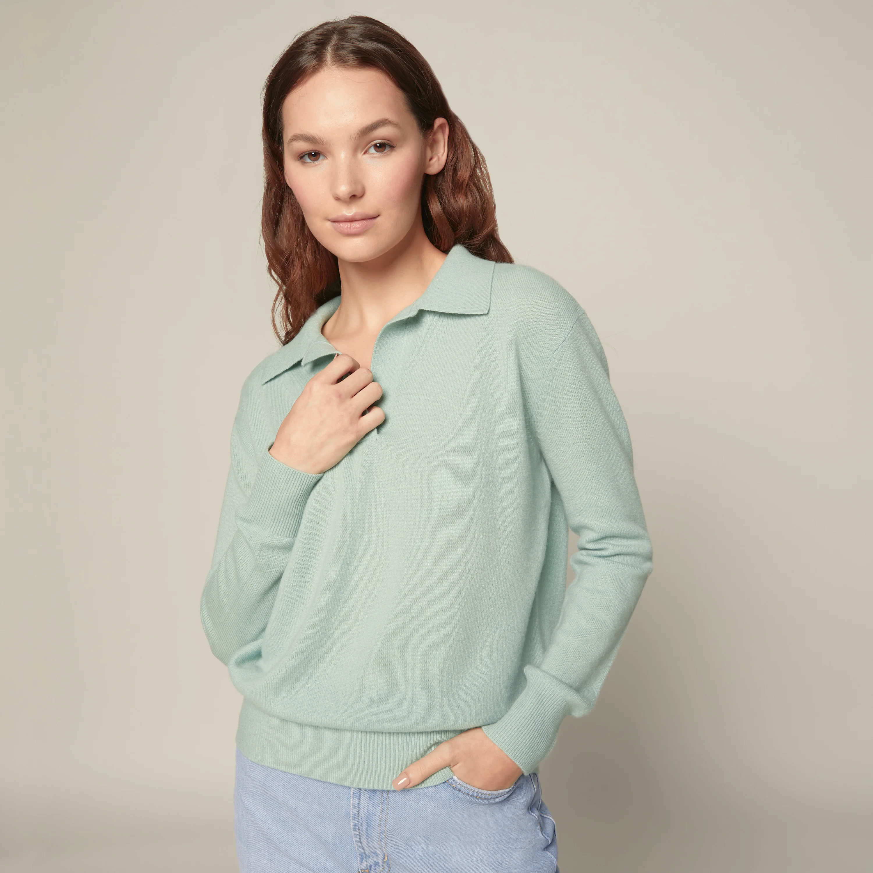 Camila Airy Cashmere Collared Sweater - Image 13