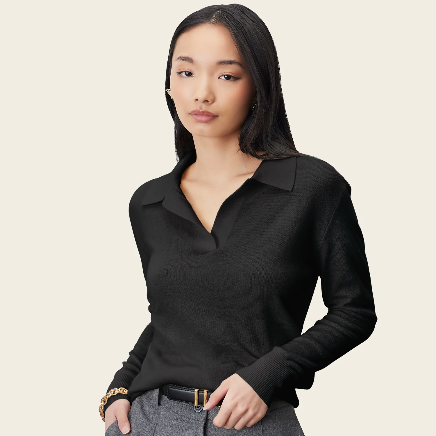 Camila Airy Cashmere Collared Sweater - Image 33