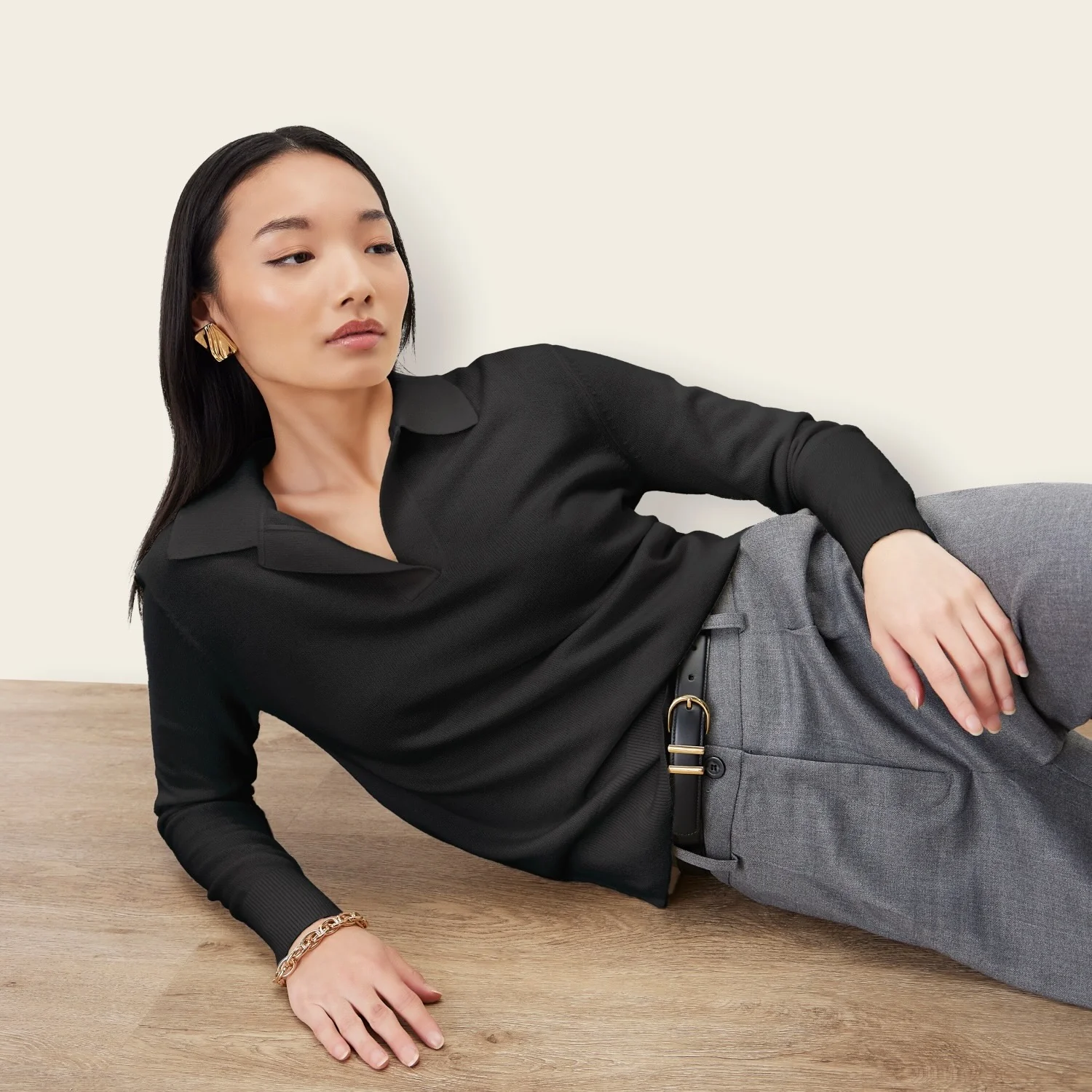 Camila Airy Cashmere Collared Sweater - Image 34