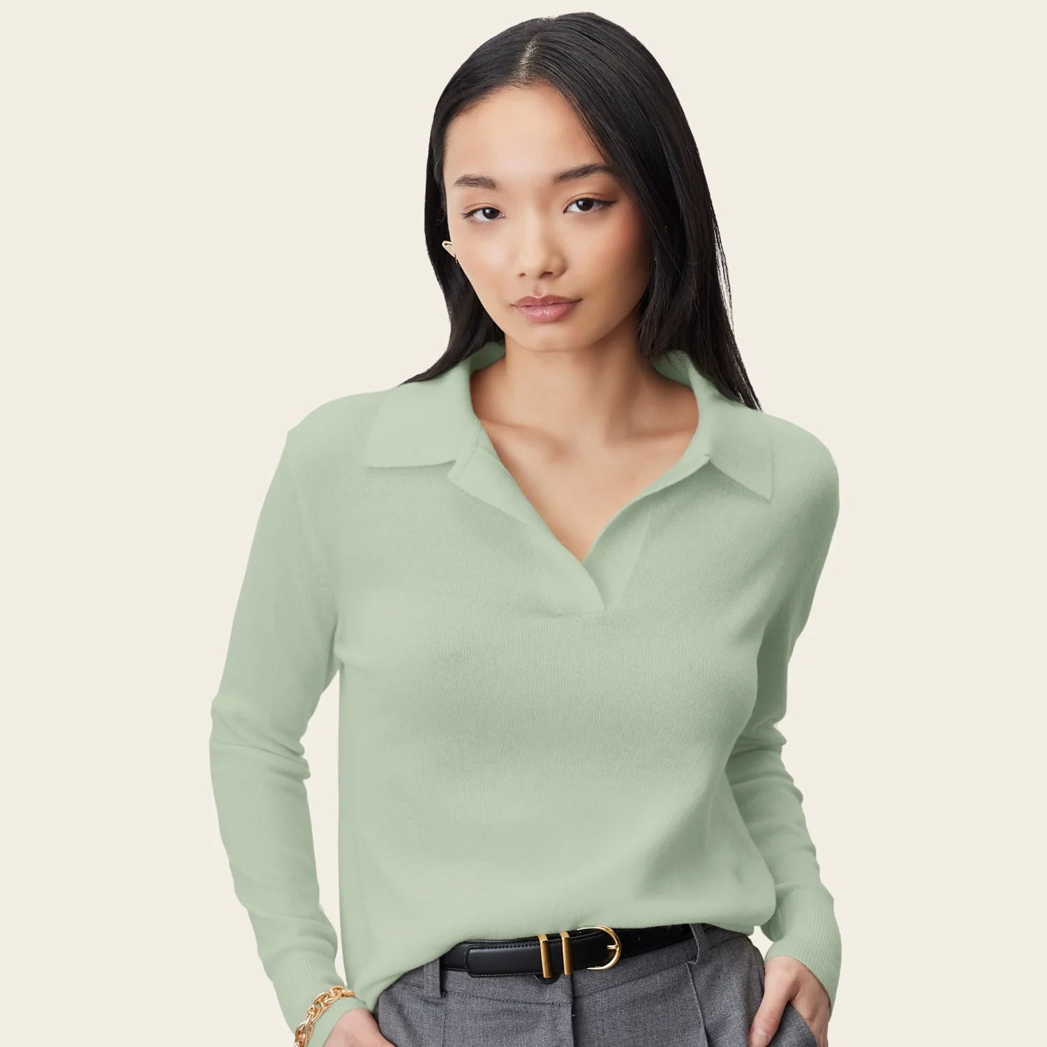 Camila Airy Cashmere Collared Sweater - Image 36