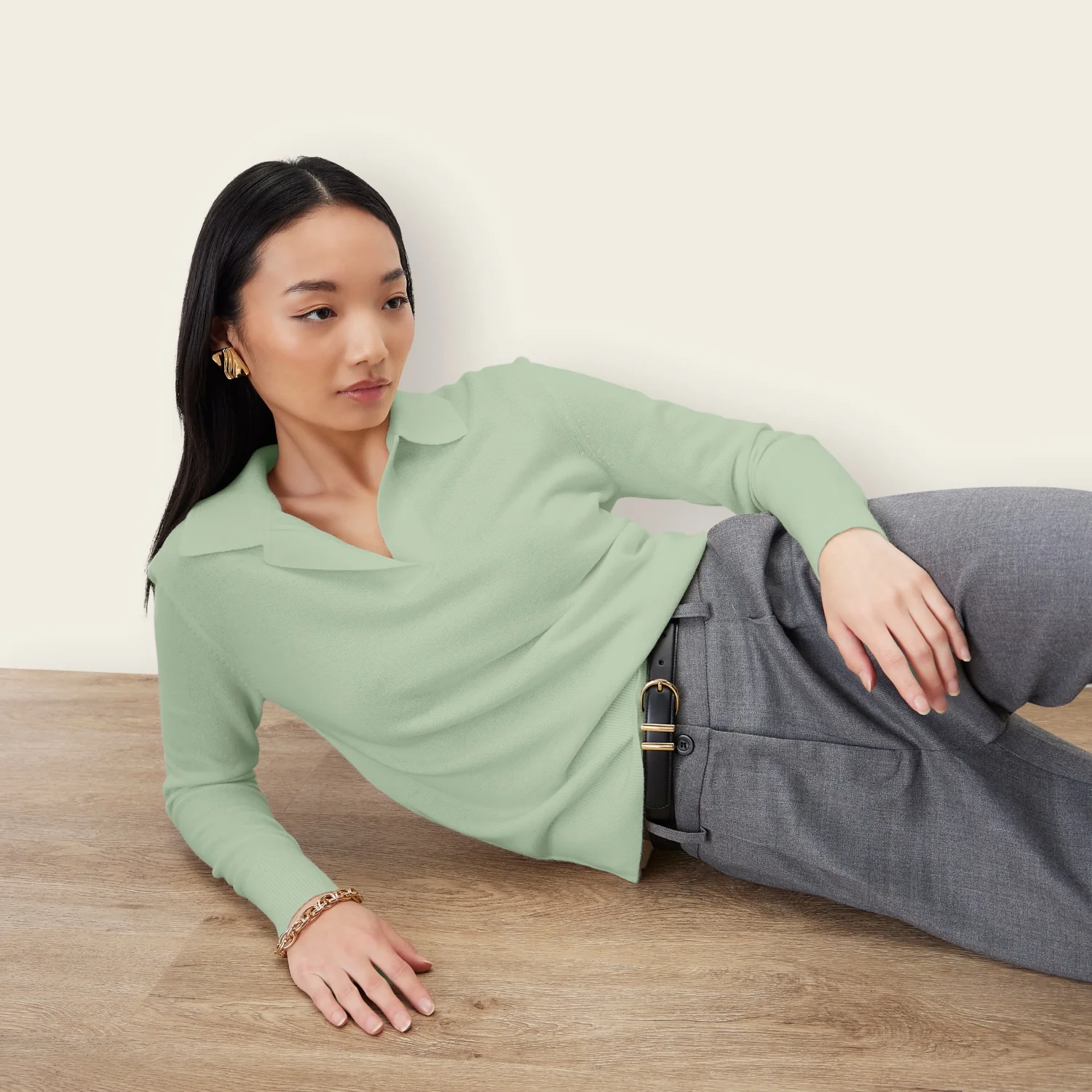 Camila Airy Cashmere Collared Sweater - Image 37