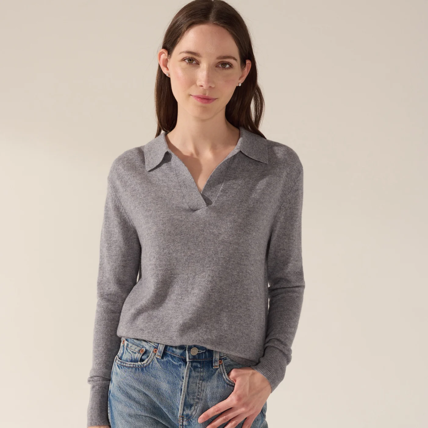Camila Airy Cashmere Collared Sweater - Image 9