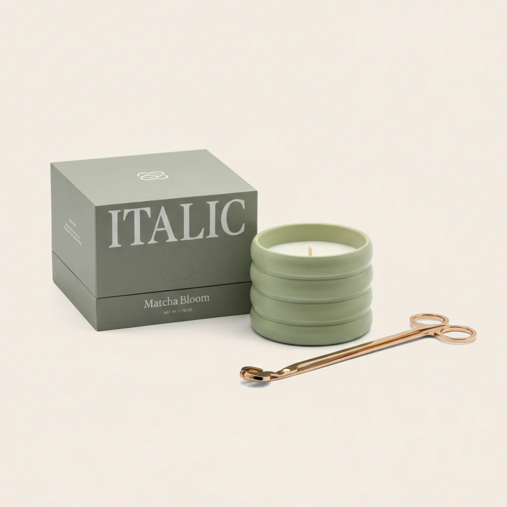 Soy Wax Ceramic Candle & Wick Trimmer Set - Image 5