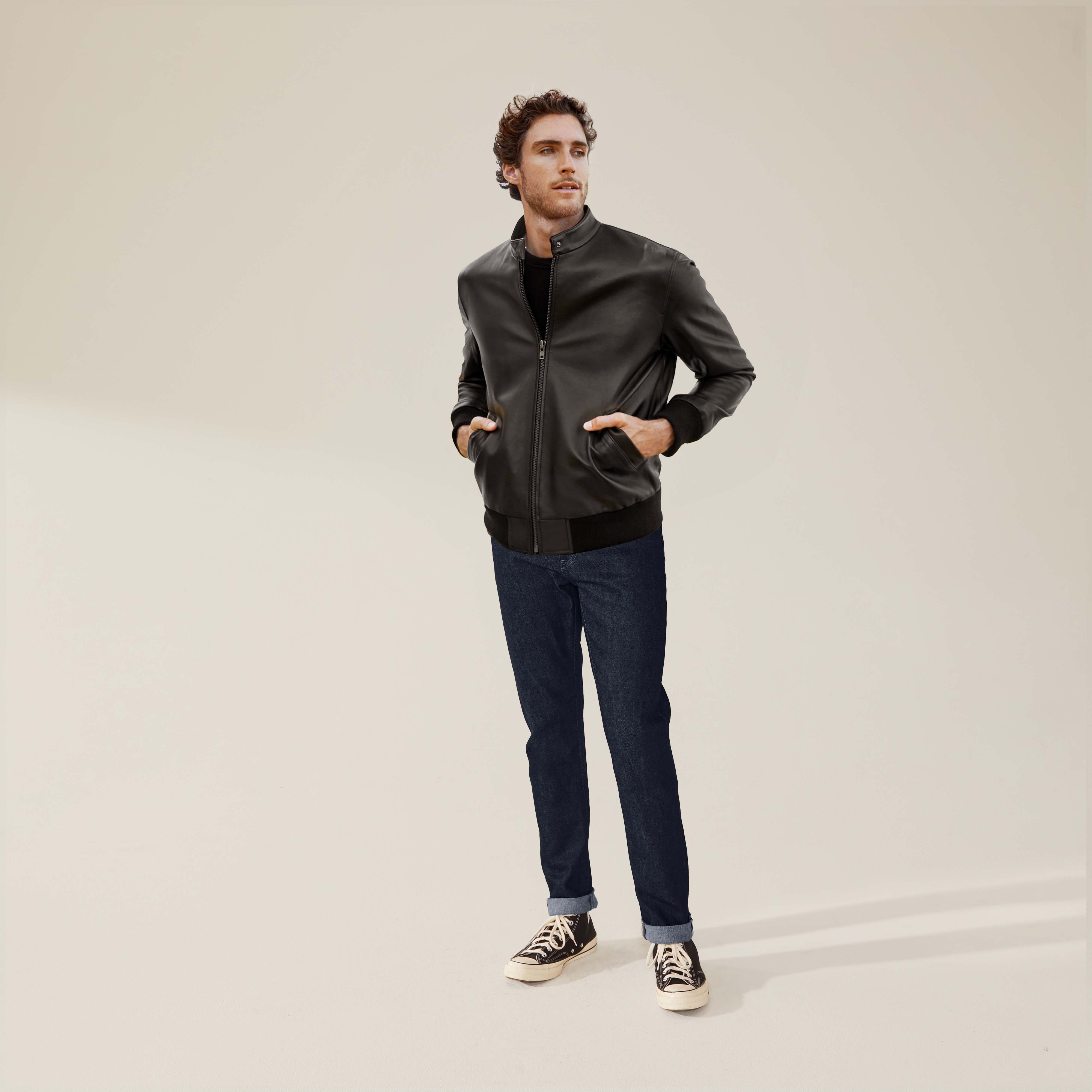 Chase Lambskin Leather Bomber Jacket - Image 3