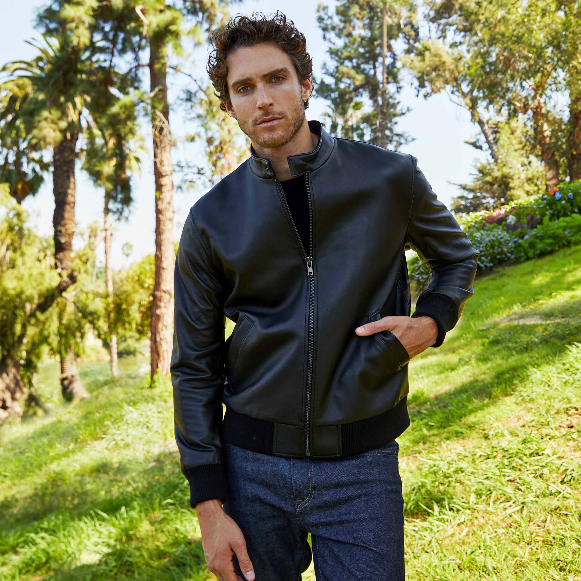 Chase Lambskin Leather Bomber Jacket - Image 8