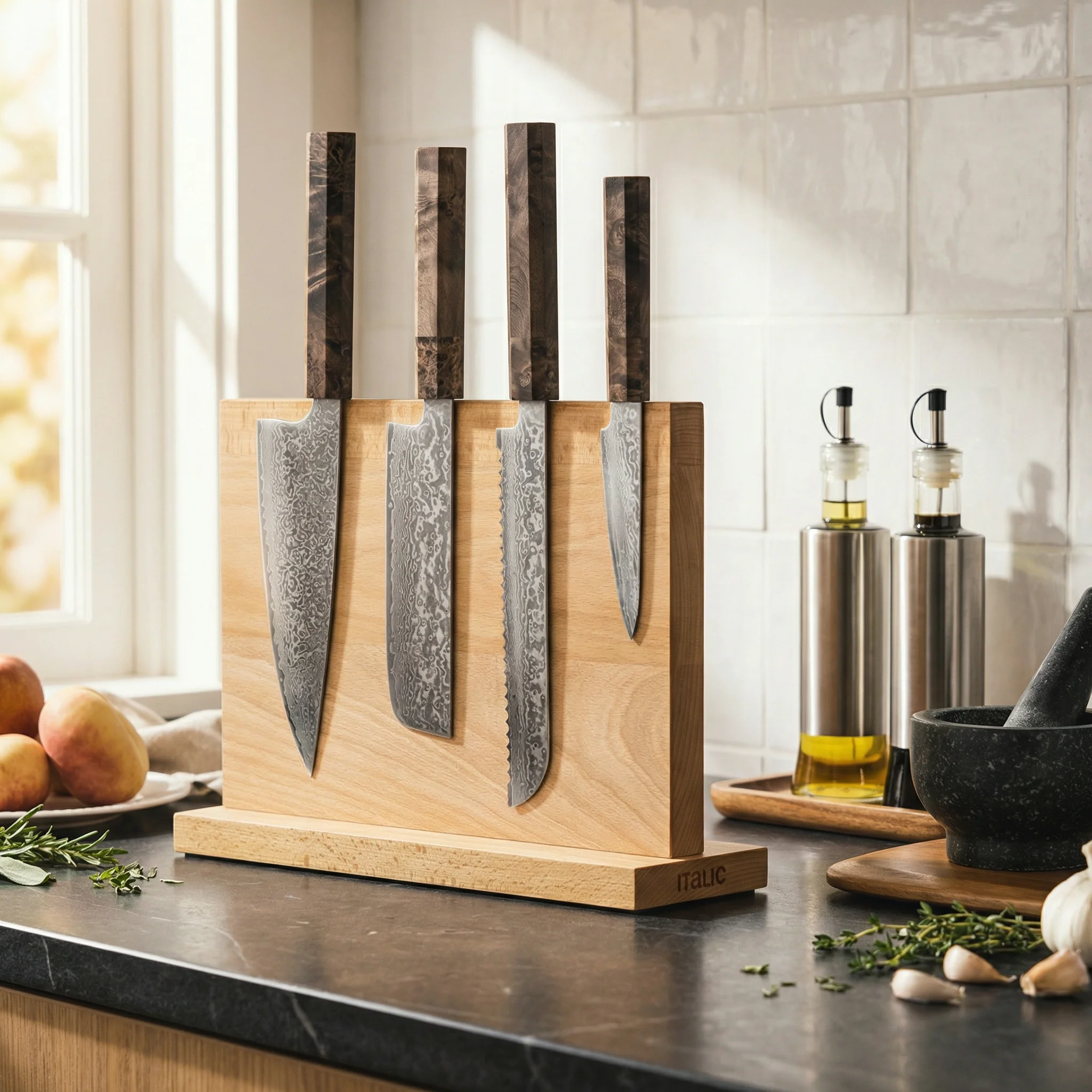European Beech Wood Magnetic Knife Block - Image 7