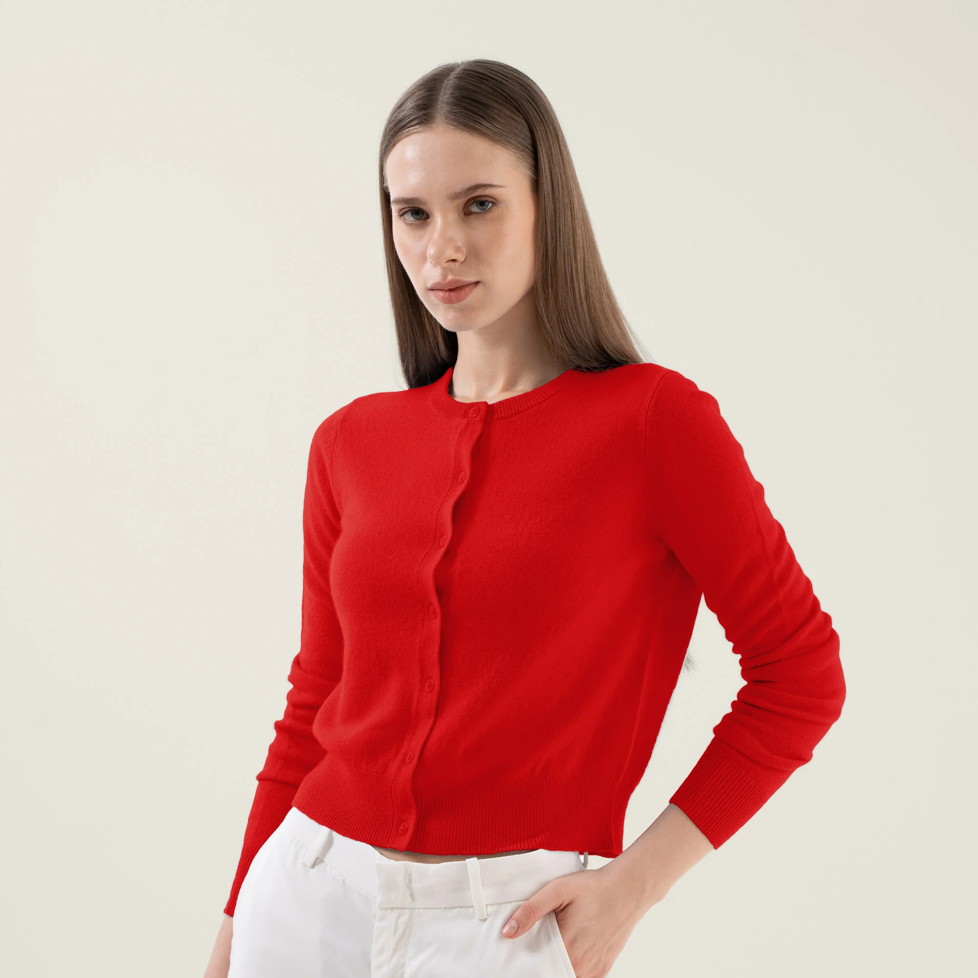 Sadie Cashmere Crew Cardigan - Image 35