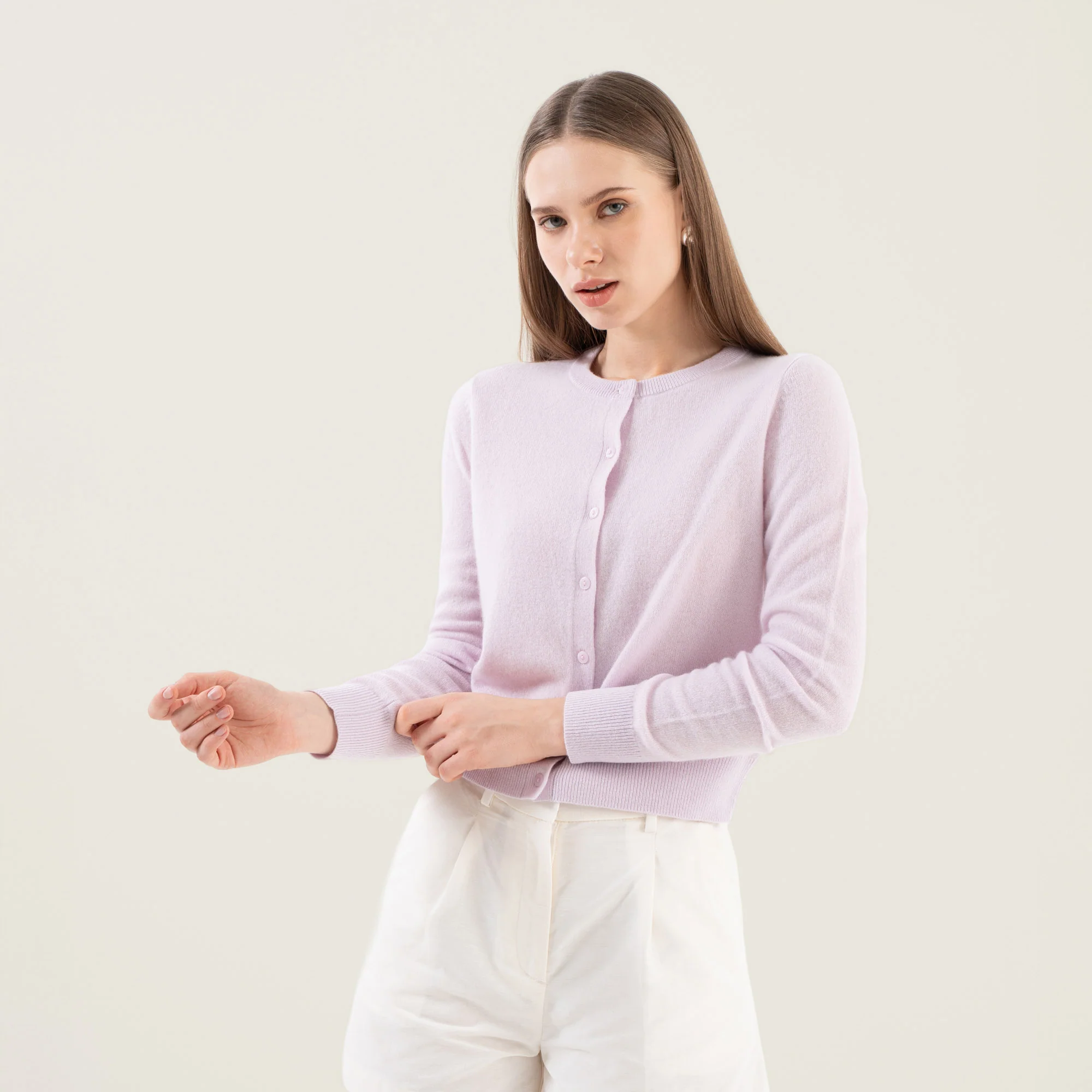 Sadie Cashmere Crew Cardigan - Image 39