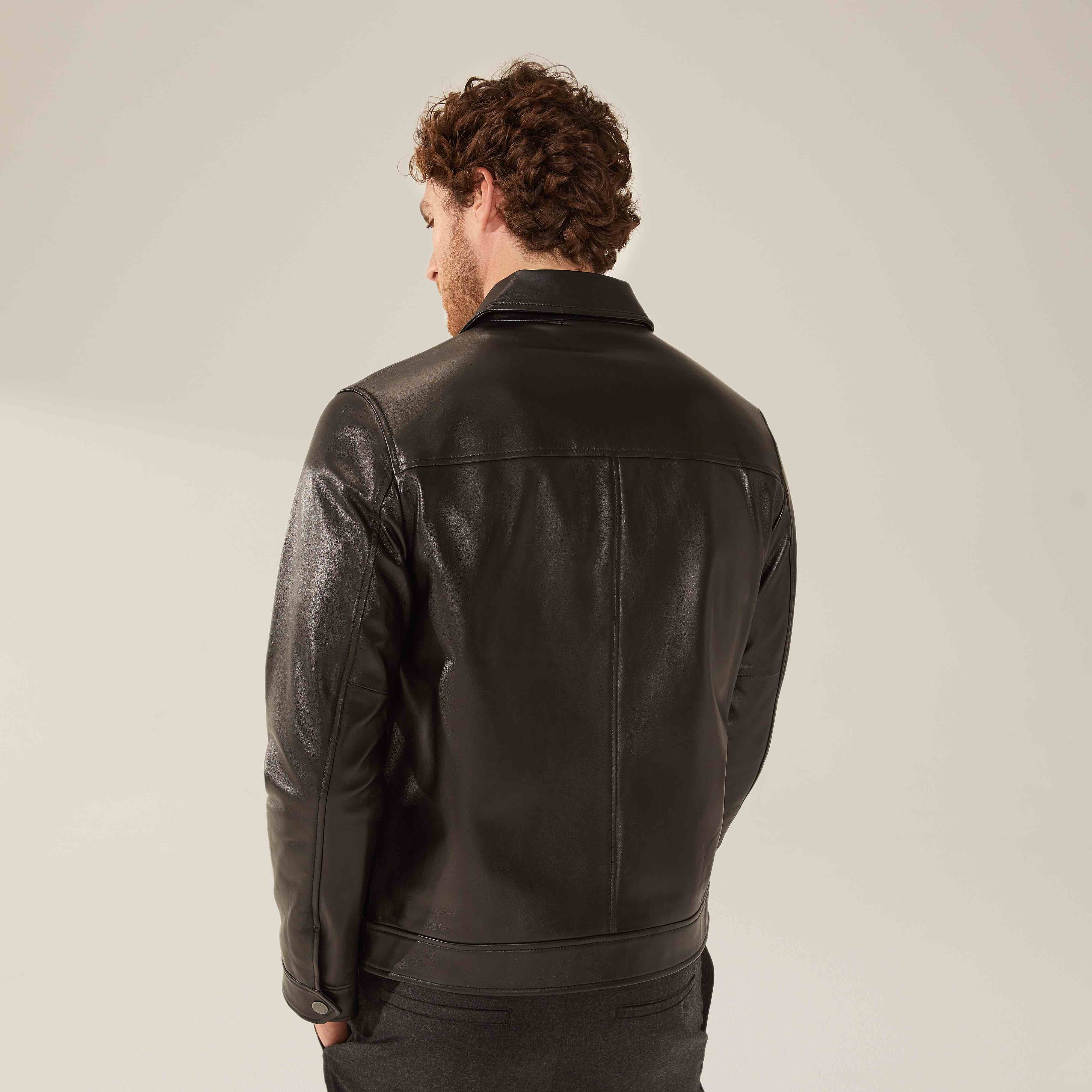 Santino Collared Zip Lambskin Leather Jacket - Image 4