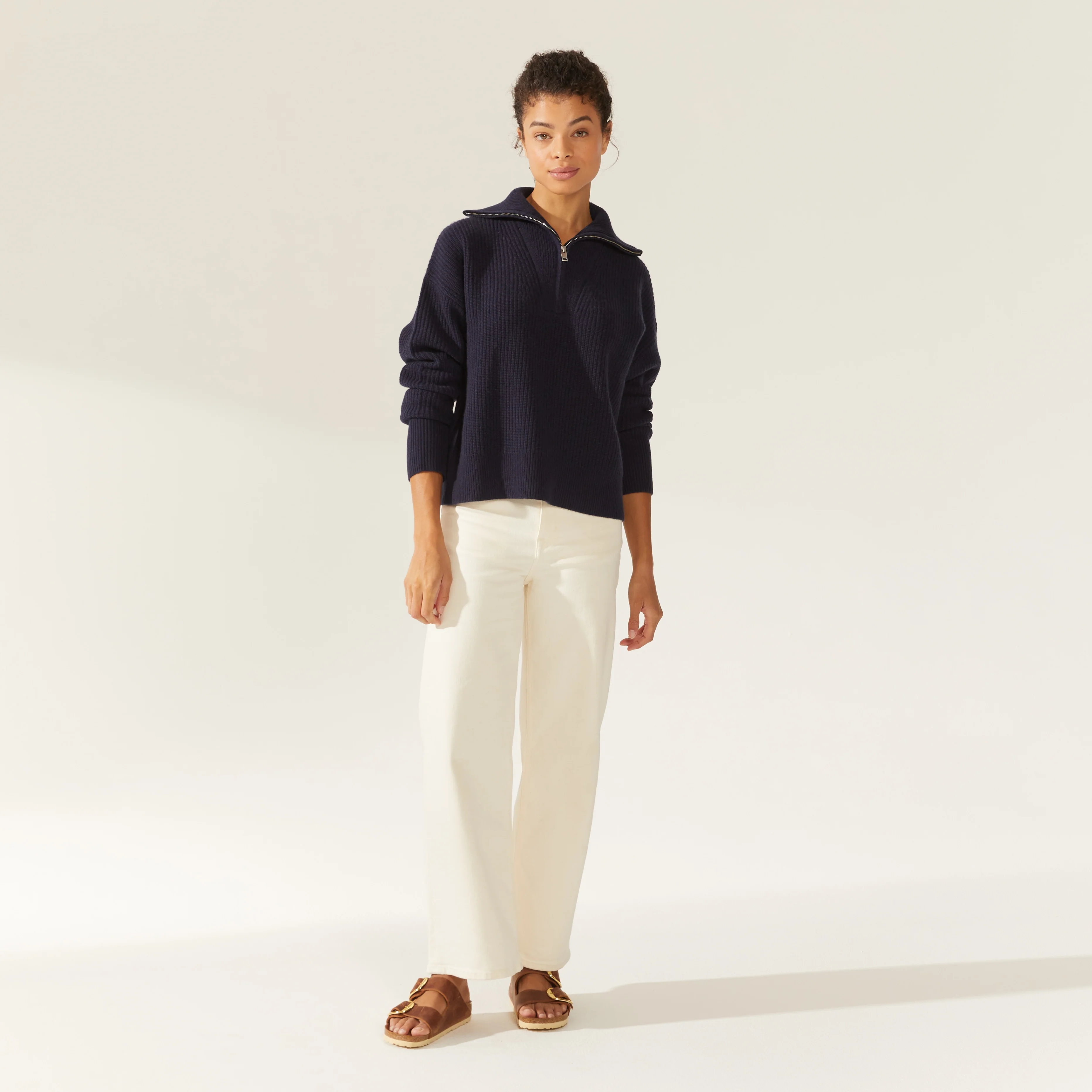 Sophia Chunky Cashmere Quarter Zip Pullover - Image 12