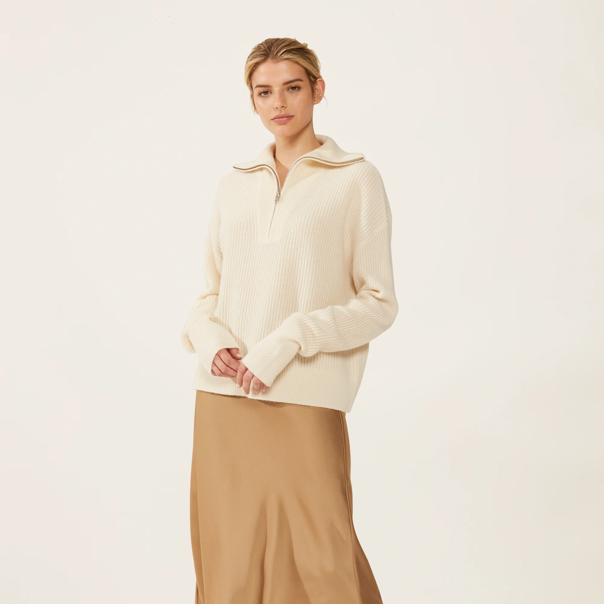 Sophia Chunky Cashmere Quarter Zip Pullover - Image 13