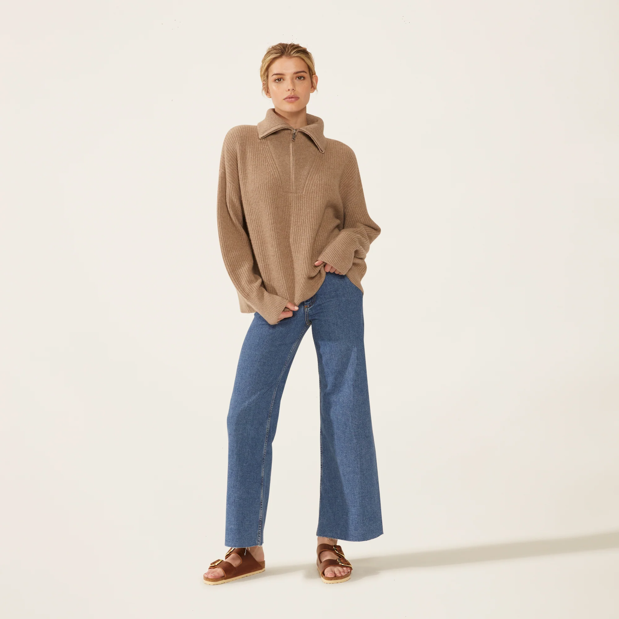 Sophia Chunky Cashmere Quarter Zip Pullover - Image 17