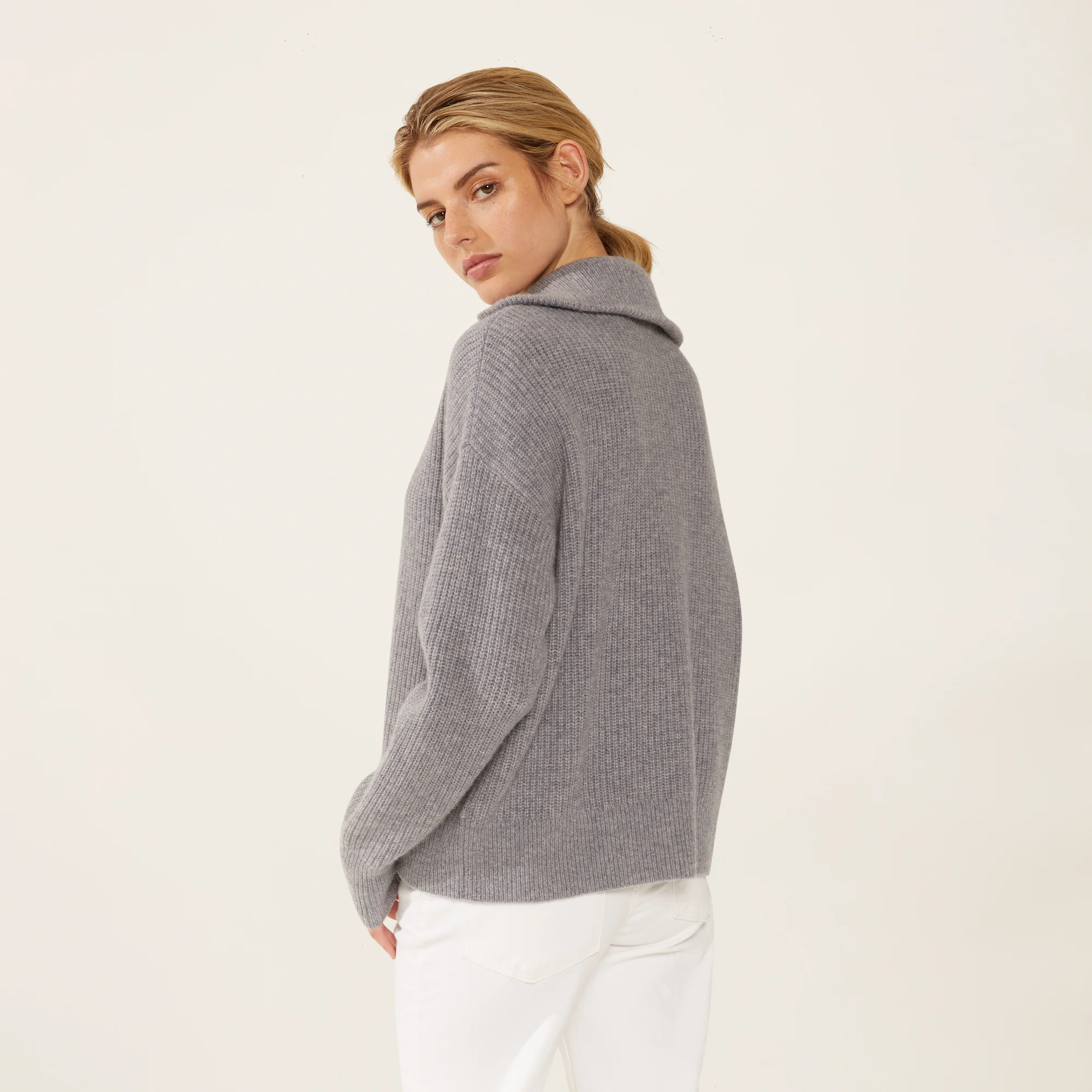 Sophia Chunky Cashmere Quarter Zip Pullover - Image 22