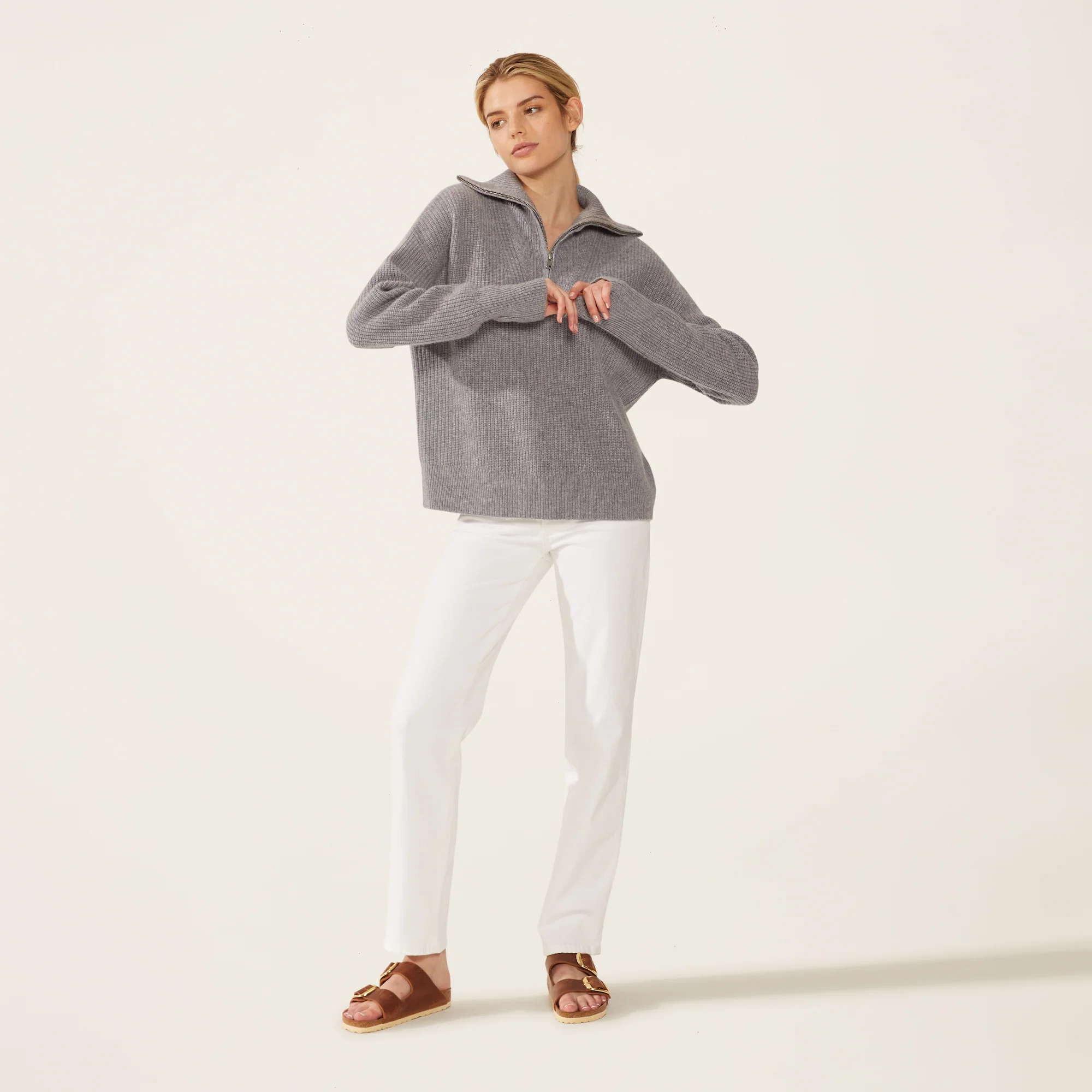 Sophia Chunky Cashmere Quarter Zip Pullover - Image 24
