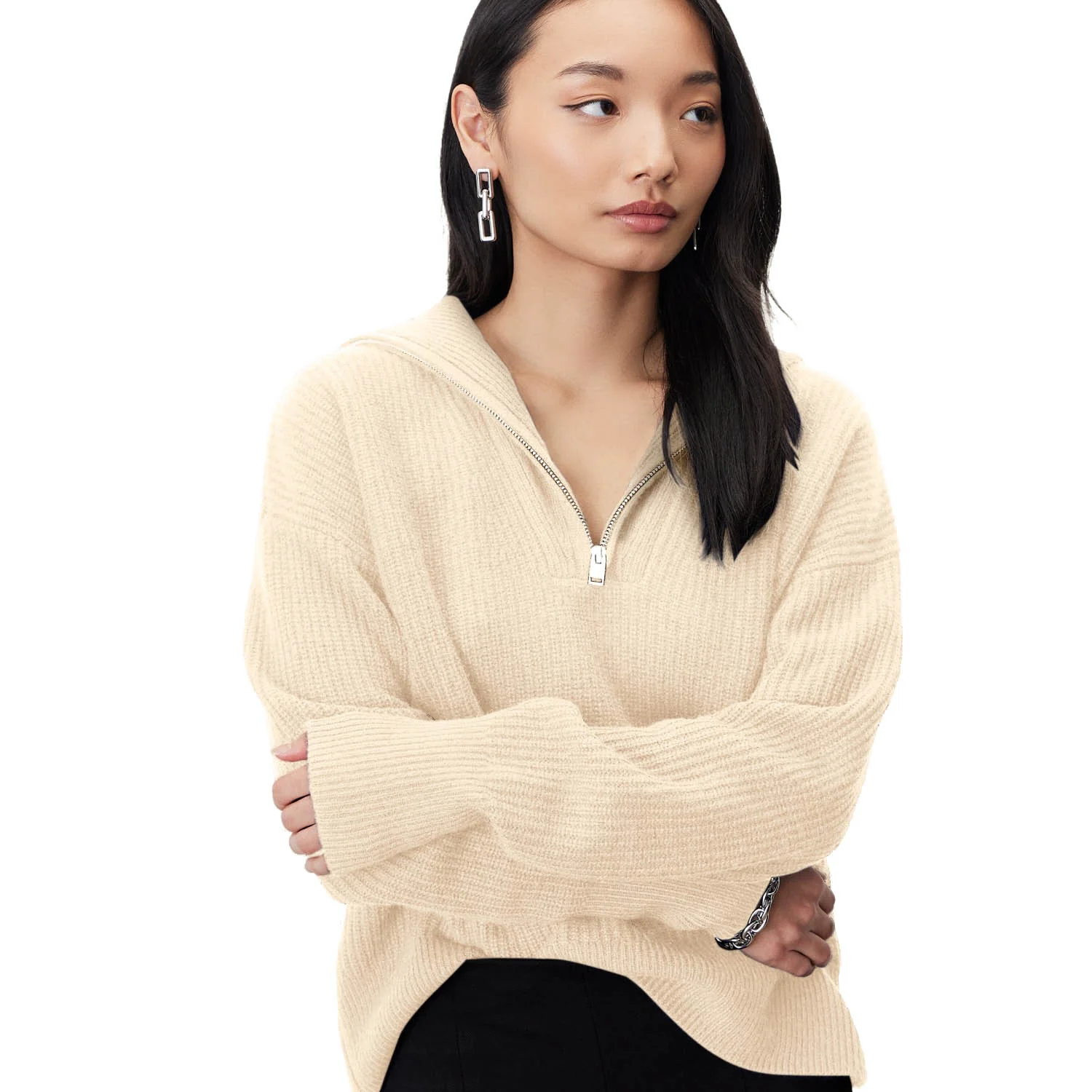 Sophia Chunky Cashmere Quarter Zip Pullover - Image 26