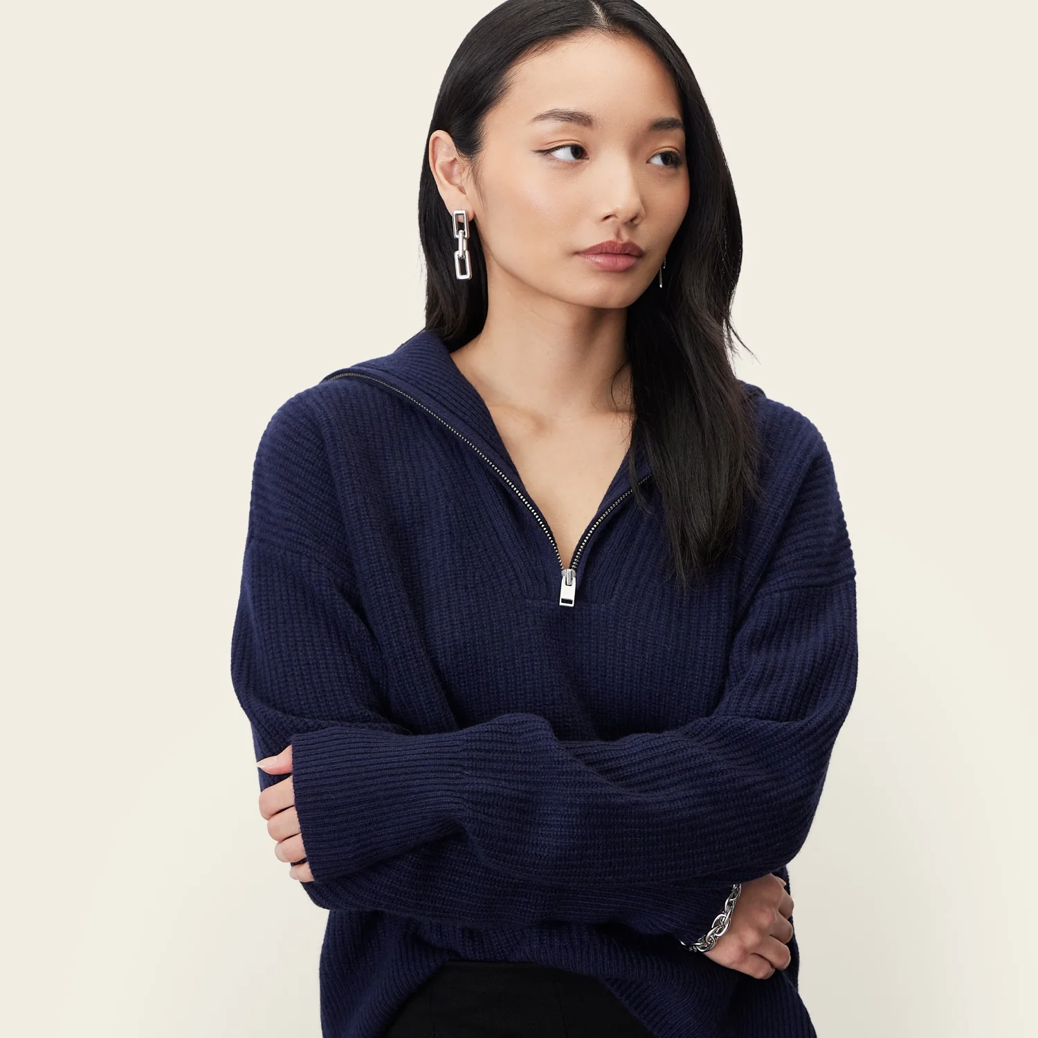 Sophia Chunky Cashmere Quarter Zip Pullover - Image 3