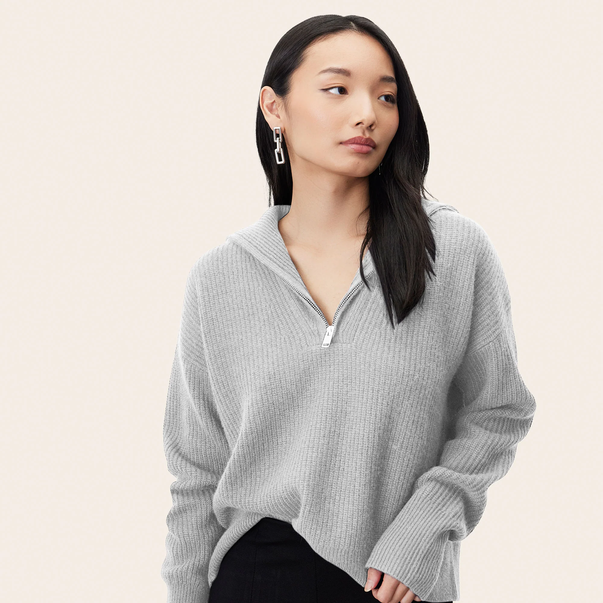 Sophia Chunky Cashmere Quarter Zip Pullover - Image 37
