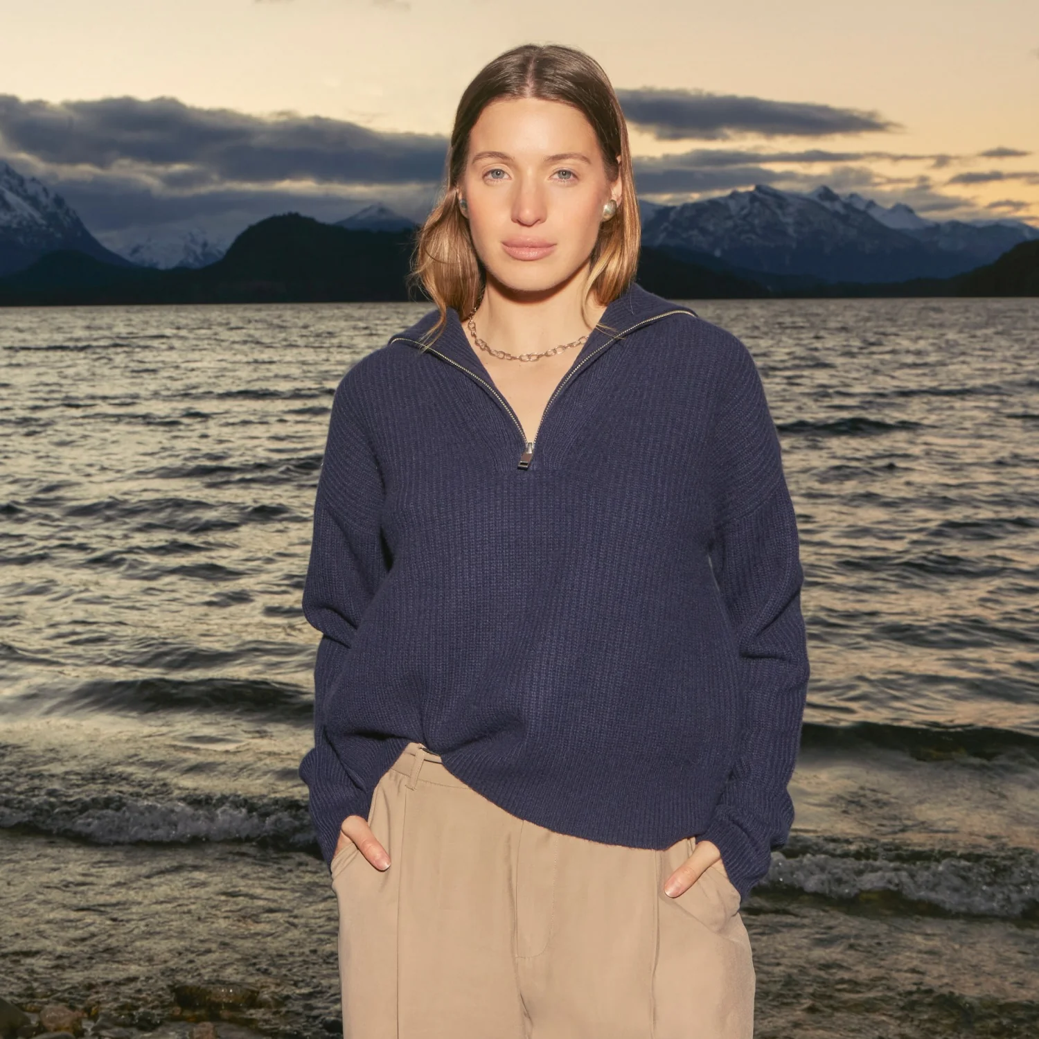 Sophia Chunky Cashmere Quarter Zip Pullover - Image 40