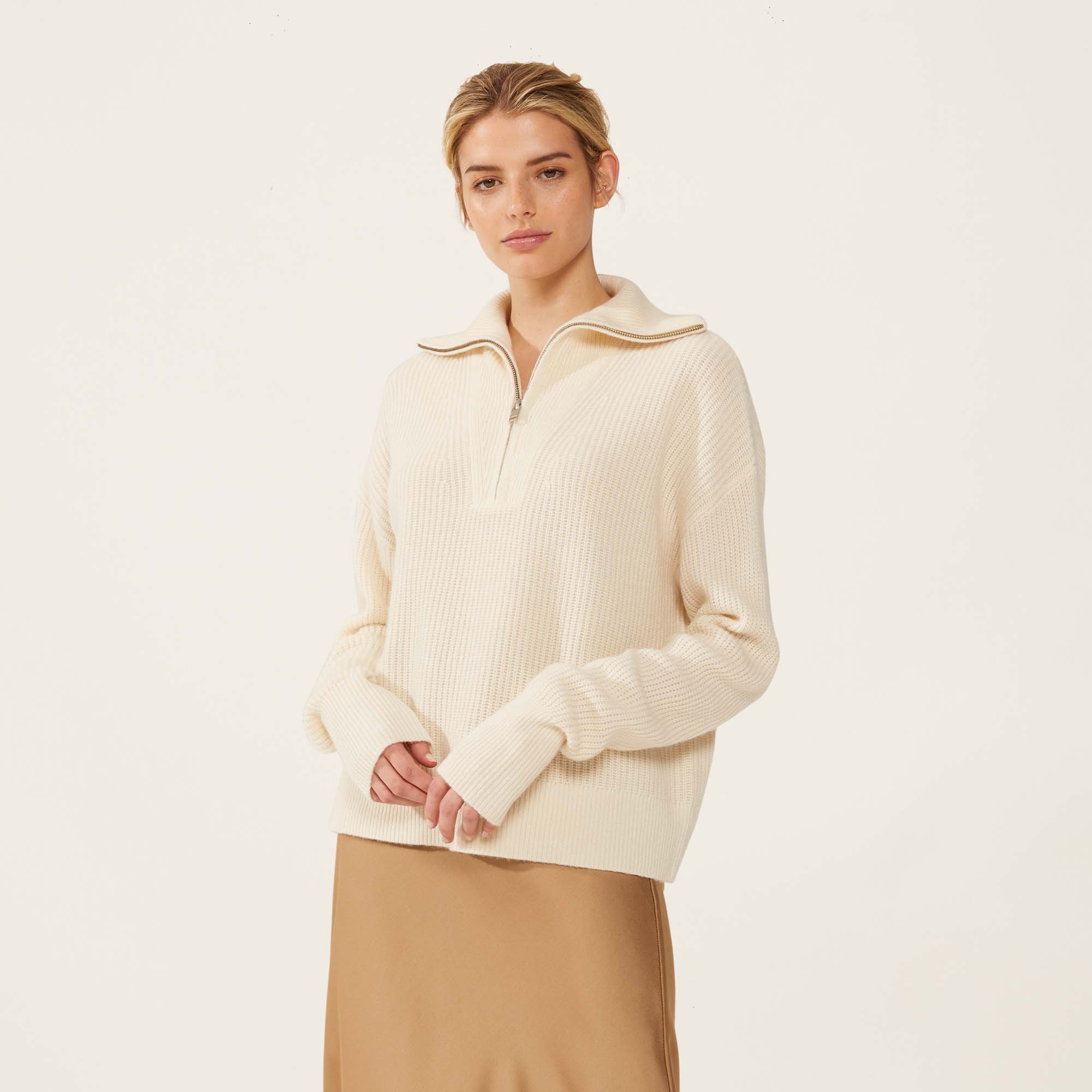 Sophia Chunky Cashmere Quarter Zip Pullover - Image 45