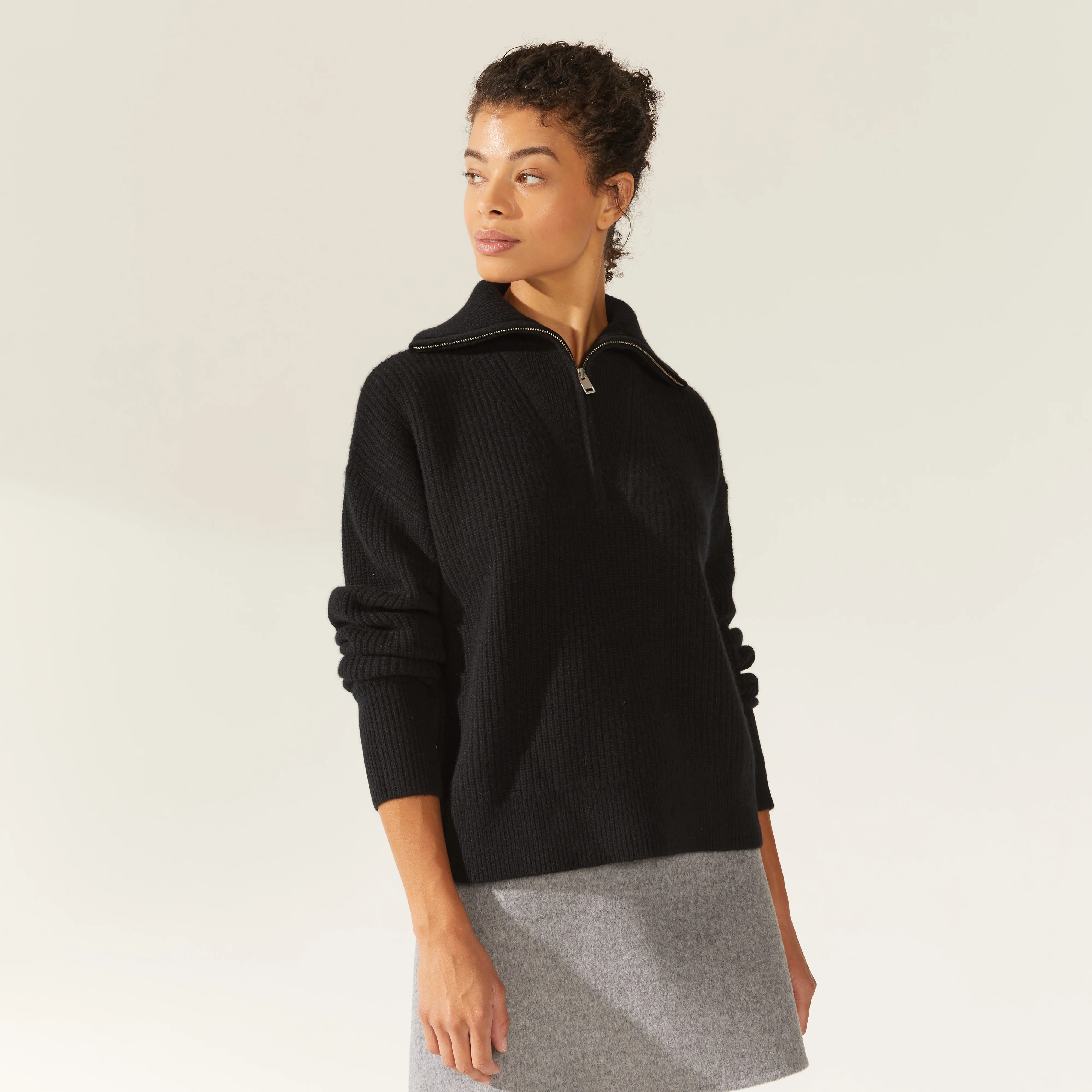 Sophia Chunky Cashmere Quarter Zip Pullover - Image 5