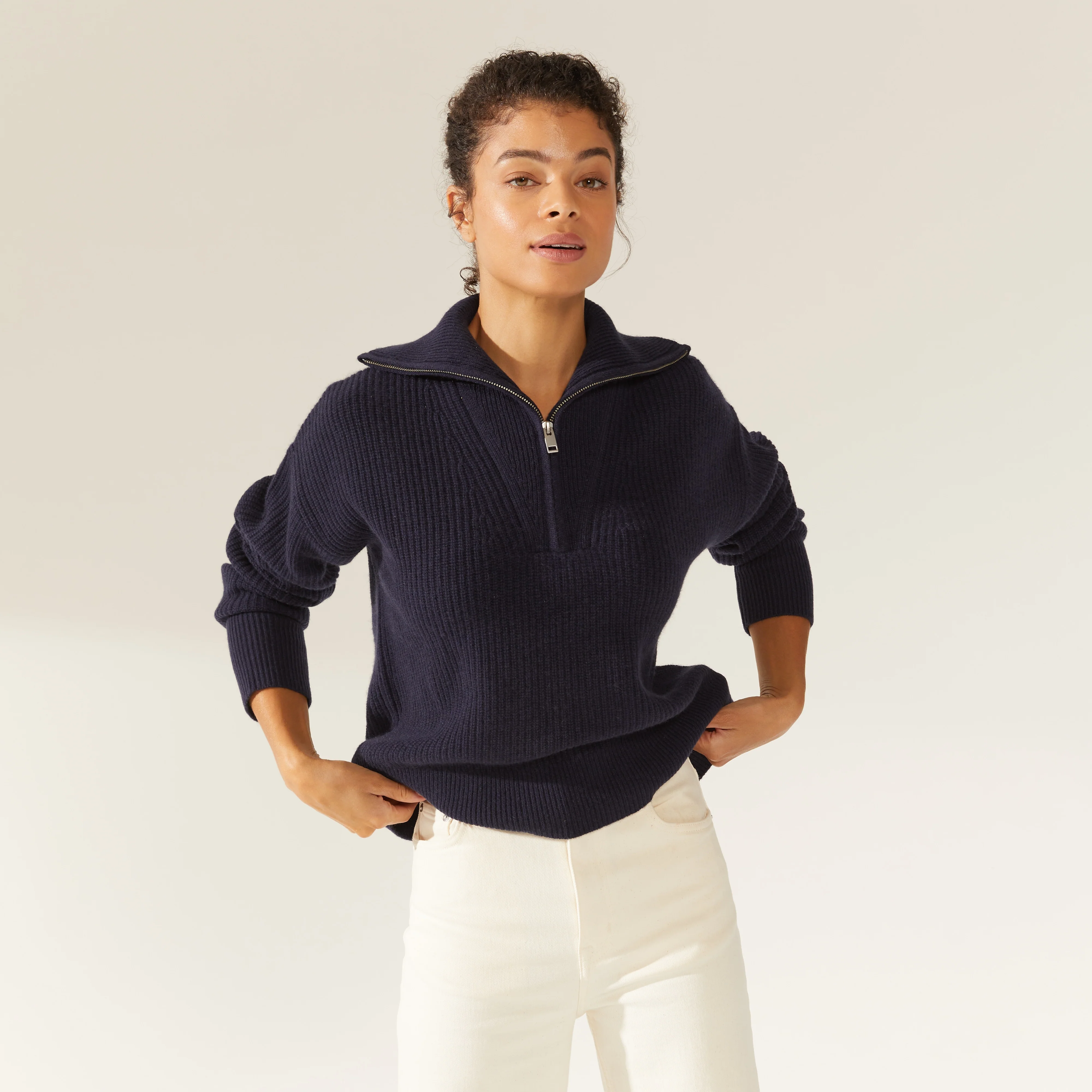 Sophia Chunky Cashmere Quarter Zip Pullover - Image 9